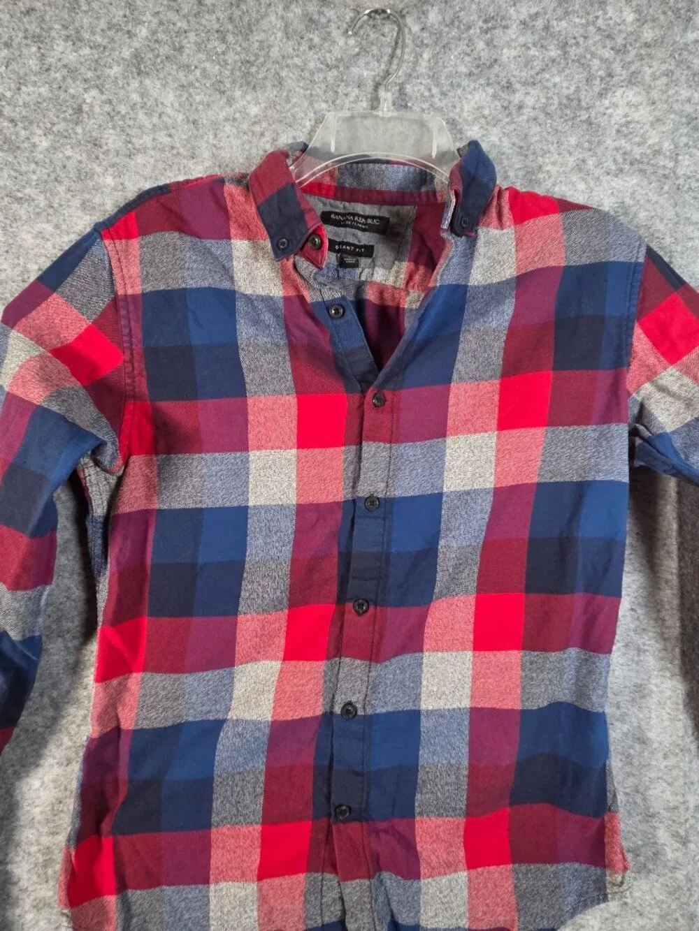 Banana Republic Luxe Flannel Shirt Men S Red Blue Plaid Old Money Preppy